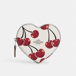 NWT Coach‎ Heart Coin Case With Cherry Print